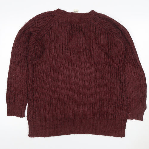 Vila Women Brown Size S Cable-Knit Raglan Crew Neck Pullover Jumper