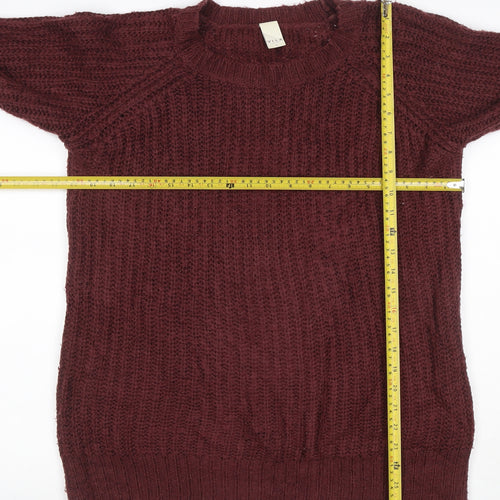 Vila Women Brown Size S Cable-Knit Raglan Crew Neck Pullover Jumper