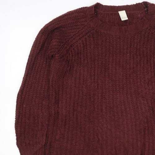 Vila Women Brown Size S Cable-Knit Raglan Crew Neck Pullover Jumper