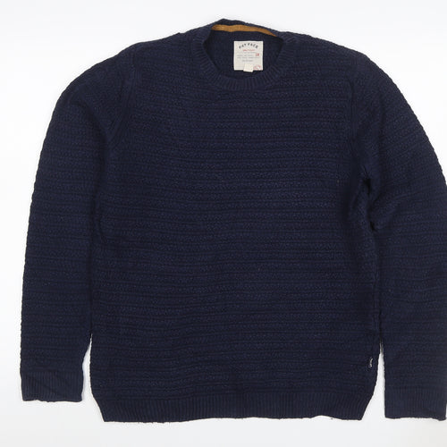 Fat Face Men’s Blue Size S Textured Cotton Blend Crew Neck Jumper