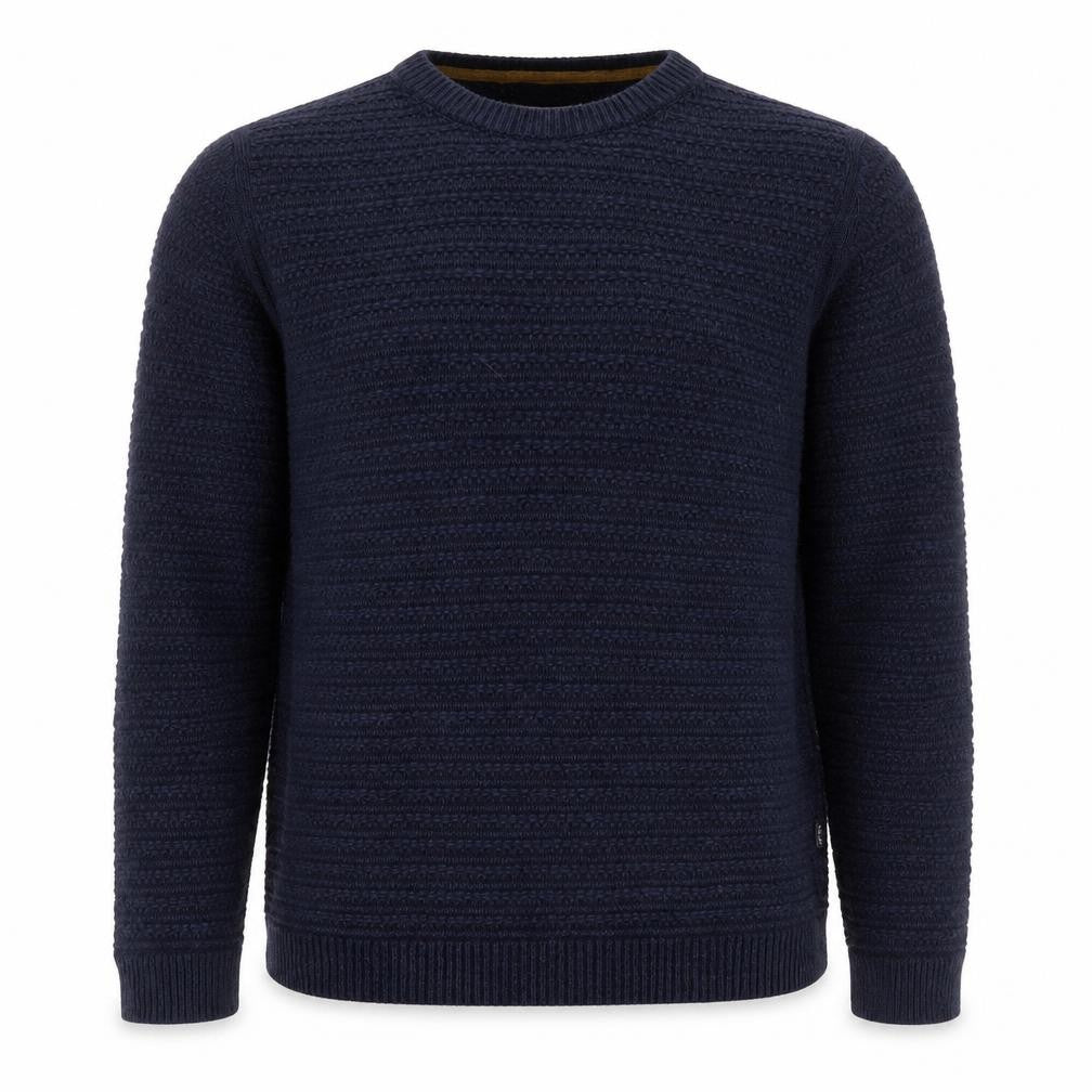 FatFace Men’s Blue Size S Textured Cotton Blend Crew Neck Jumper