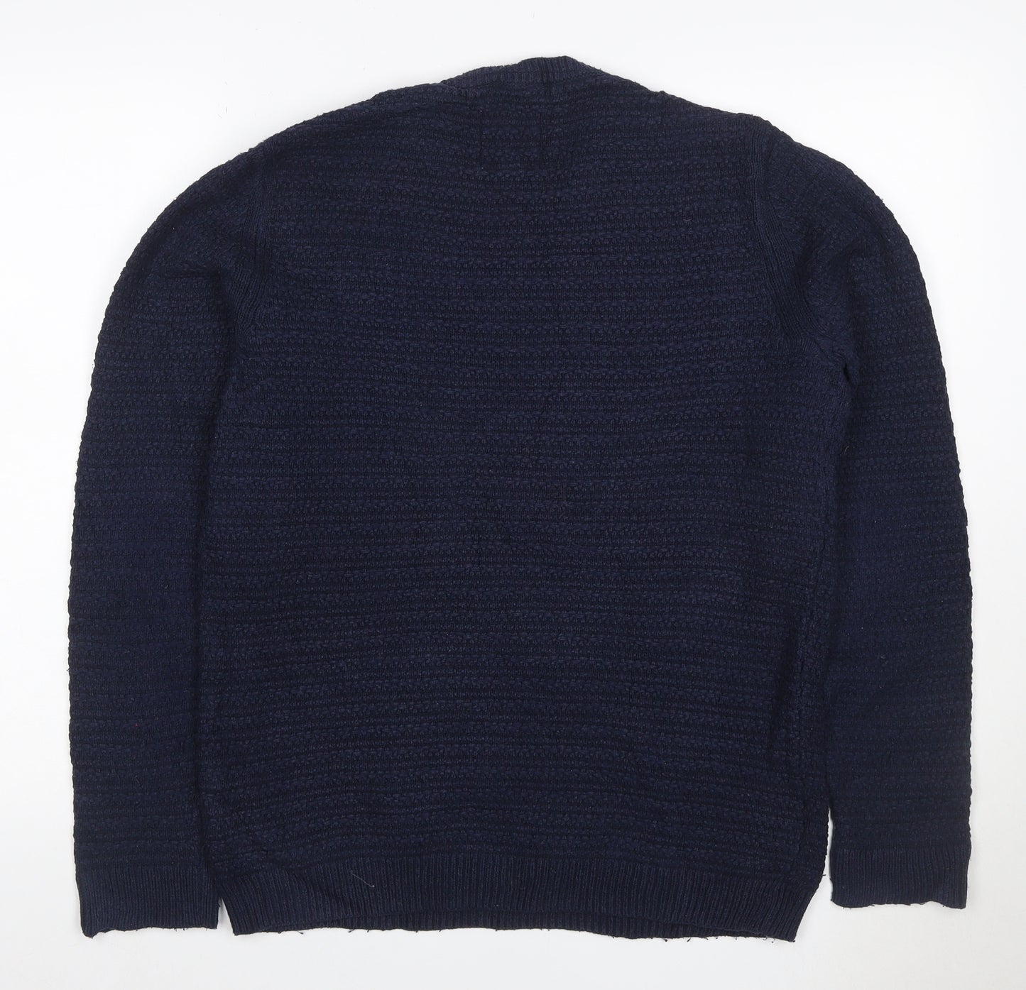 Fat Face Men’s Blue Size S Textured Cotton Blend Crew Neck Jumper