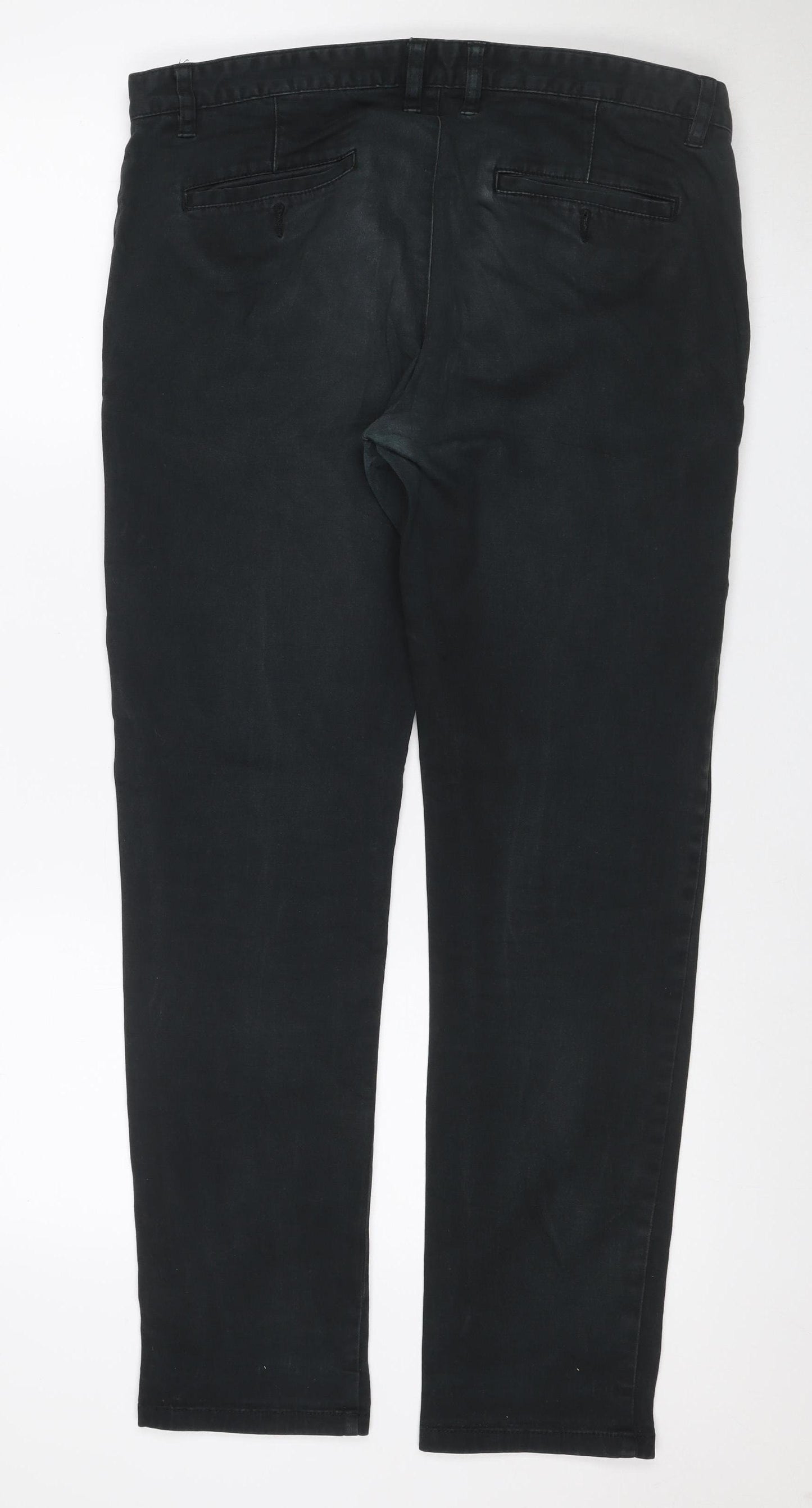 Denim Co Men's Black W34 L32 Stretch Slim Chino Trousers Cotton