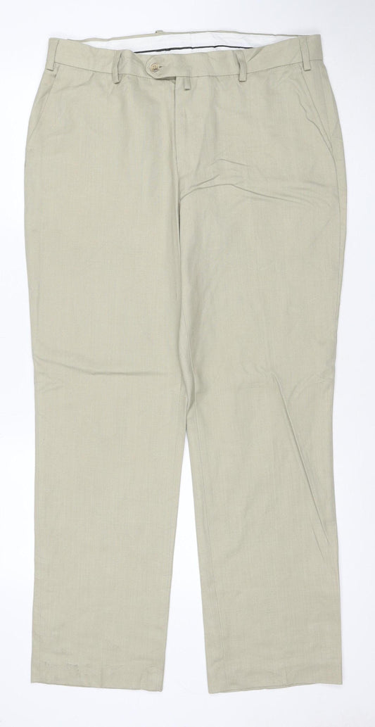 Cruise Men’s Beige 36R Straight Leg Formal Dress Trousers