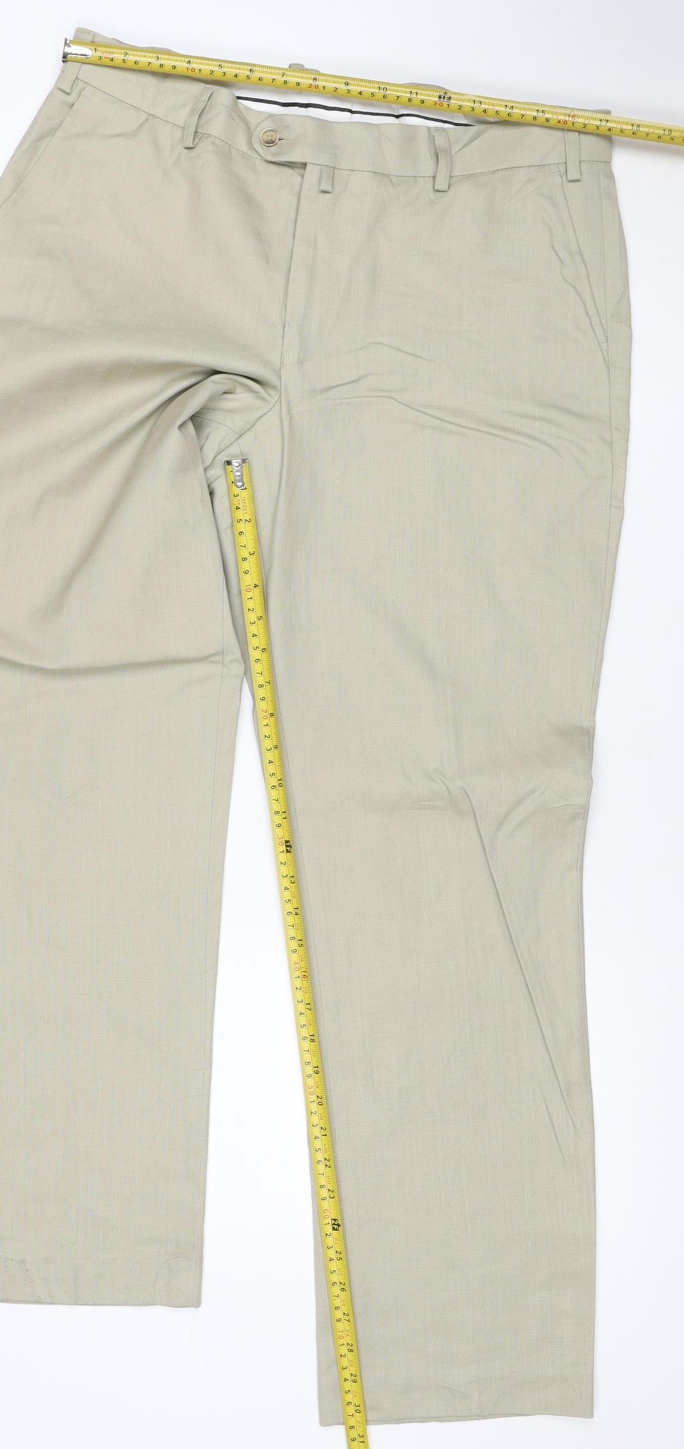 Cruise Men’s Beige 36R Straight Leg Formal Dress Trousers