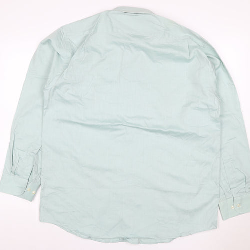 Marks & Spencer Men’s Green 16.5 Herringbone Cotton Button-Up Shirt