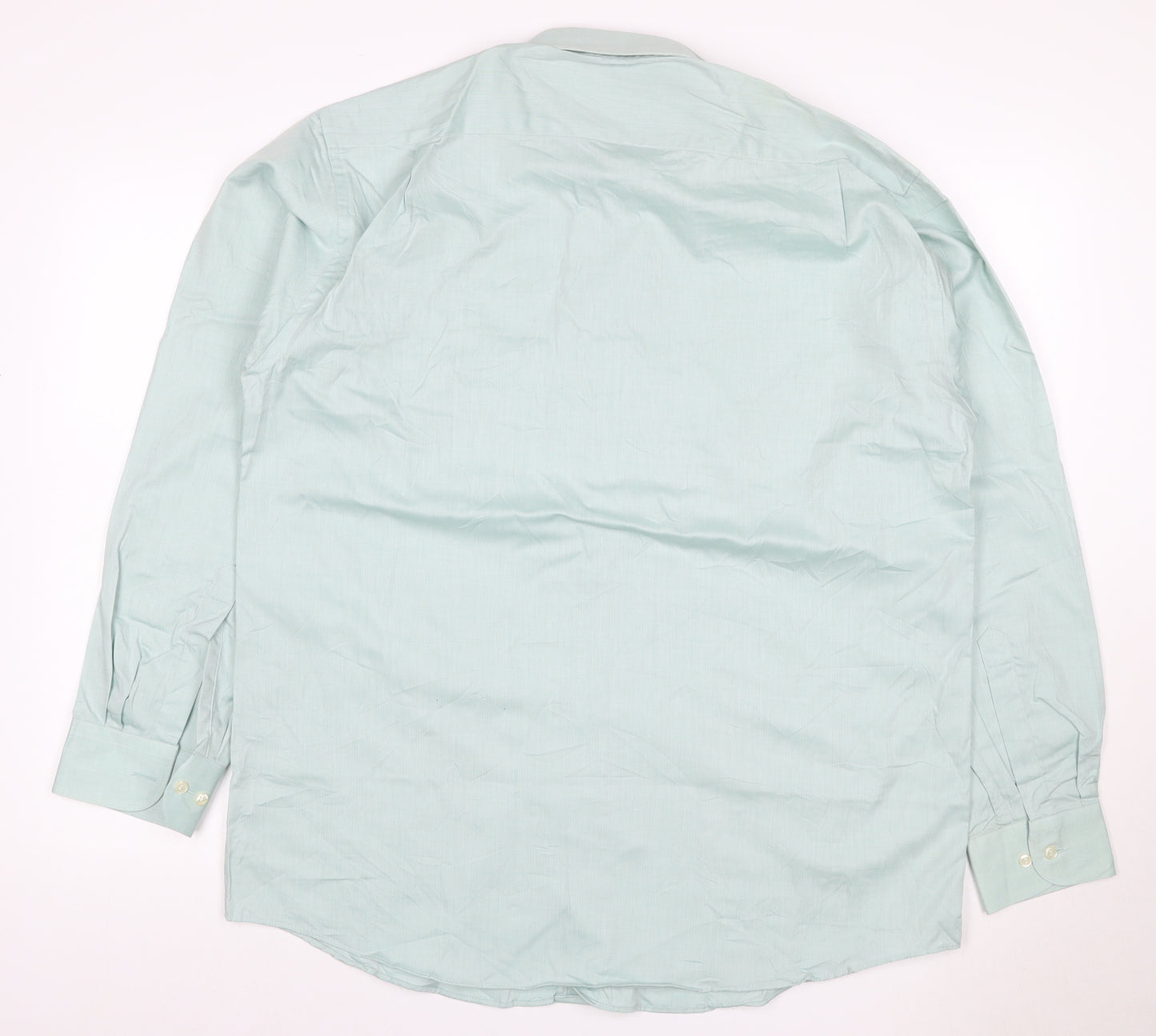 Marks & Spencer Men’s Green 16.5 Herringbone Cotton Button-Up Shirt