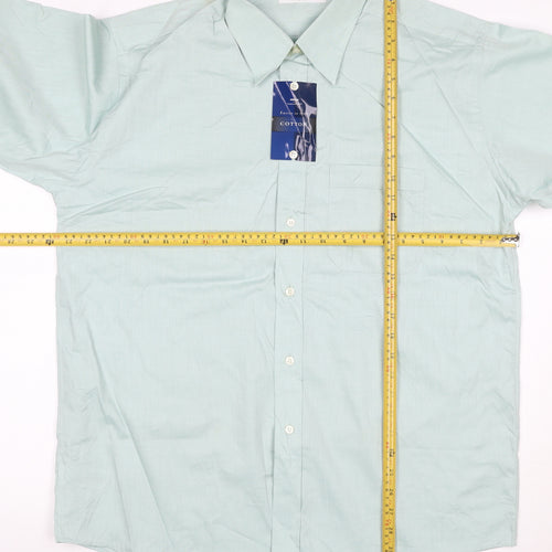 Marks & Spencer Men’s Green 16.5 Herringbone Cotton Button-Up Shirt