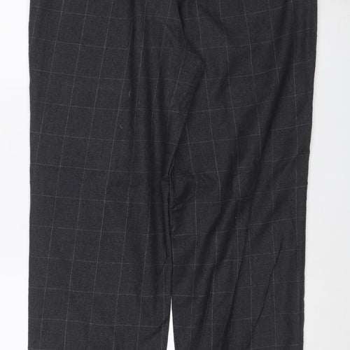 Next Men’s Grey Check Pure Wool Dress Trousers W32 Regular
