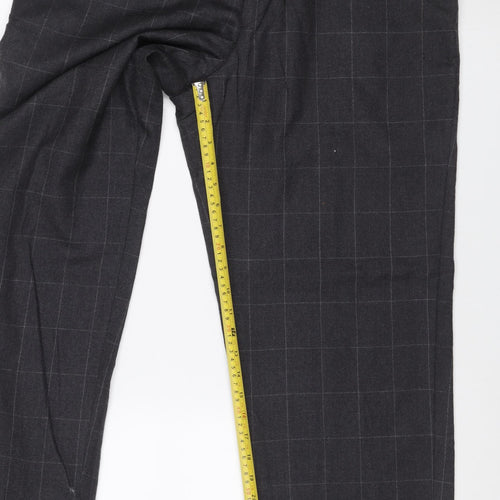 Next Men’s Grey Check Pure Wool Dress Trousers W32 Regular