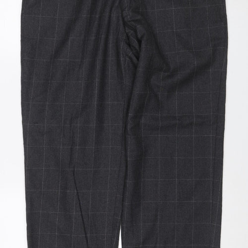Next Men’s Grey Check Pure Wool Dress Trousers W32 Regular