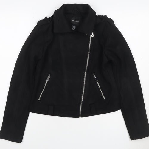New Look Women’s Black UK 12 Biker Jacket Zip Pockets
