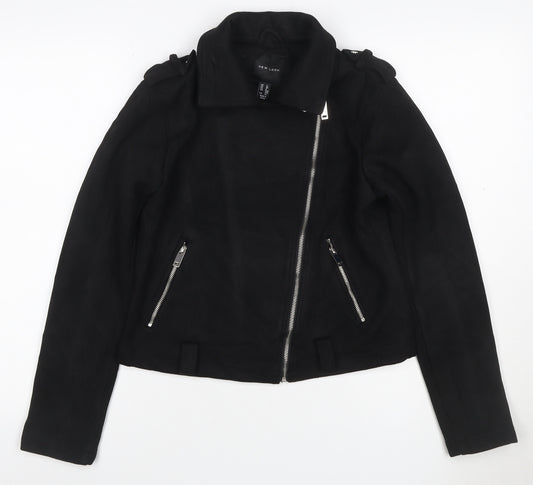 New Look Women’s Black UK 12 Biker Jacket Zip Pockets