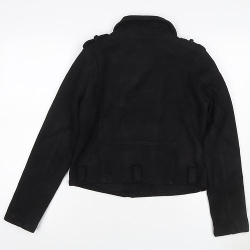 New Look Women’s Black UK 12 Biker Jacket Zip Pockets