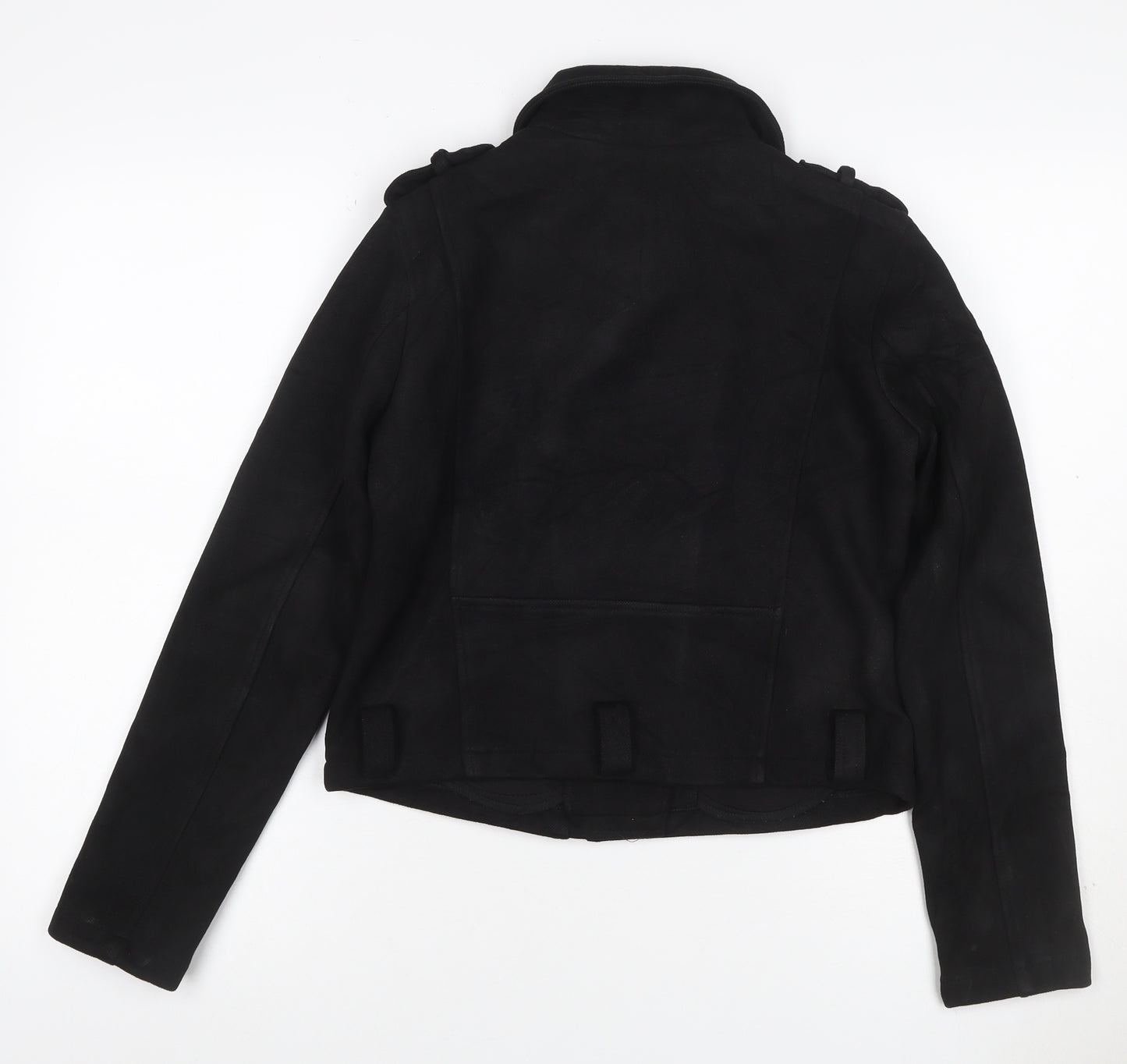New Look Women’s Black UK 12 Biker Jacket Zip Pockets