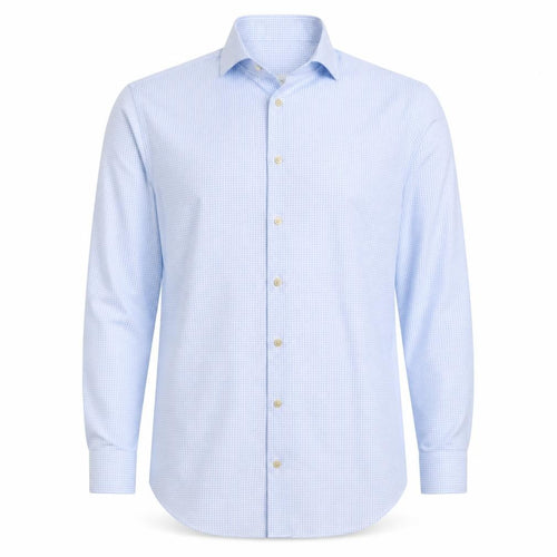 Michaelis Men Blue Slim Fit 44 17.5 Cotton Non-Iron Geometric Shirt