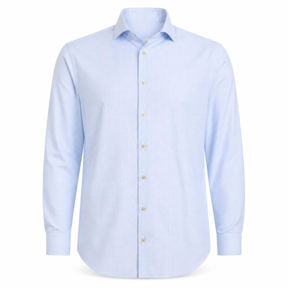 Michaelis Men Blue Slim Fit 44 17.5 Cotton Non-Iron Geometric Shirt