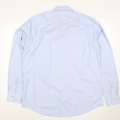 Michaelis Men Blue Slim Fit 44 17.5 Cotton Non-Iron Geometric Shirt