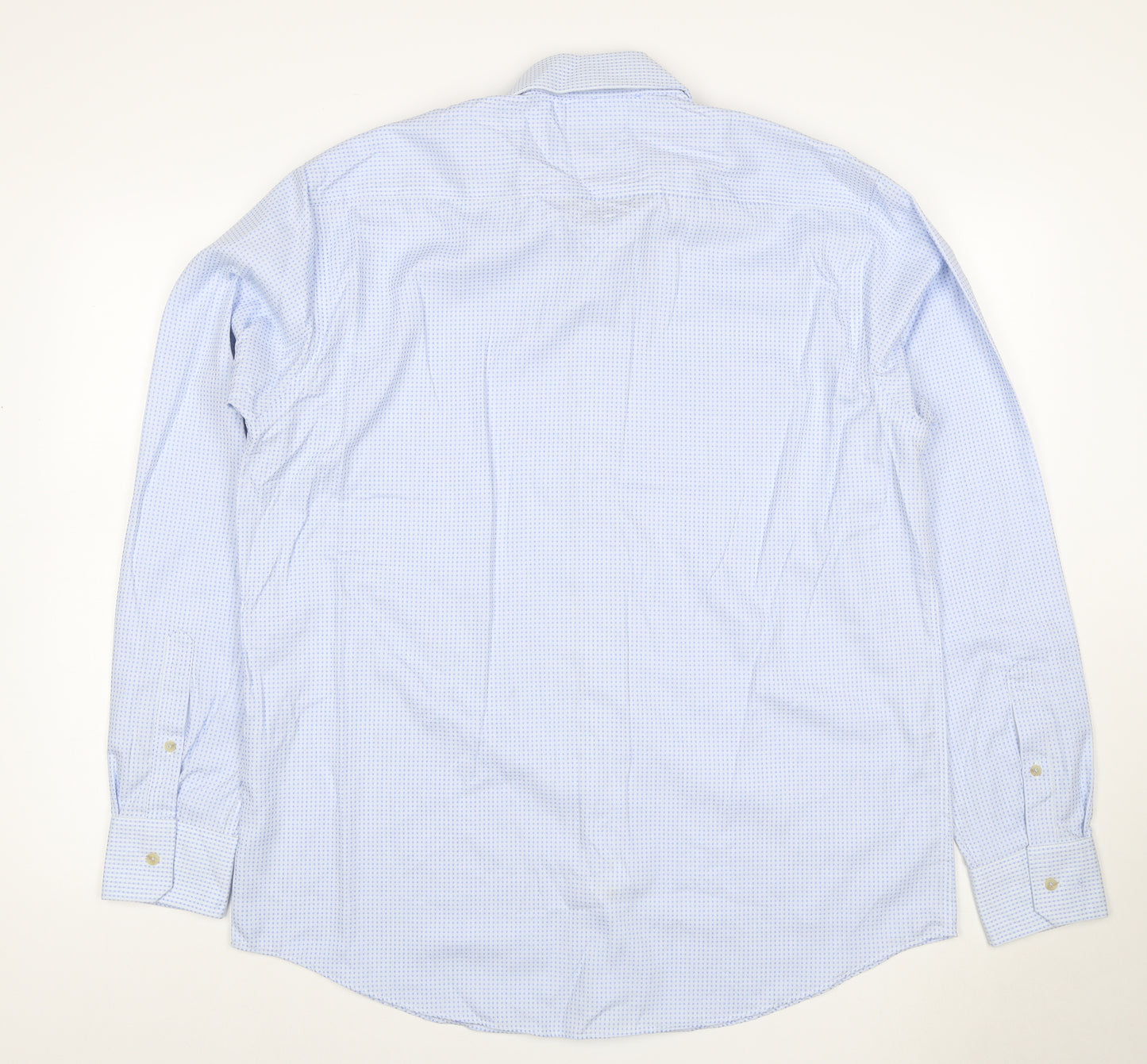 Michaelis Men Blue Slim Fit 44 17.5 Cotton Non-Iron Geometric Shirt
