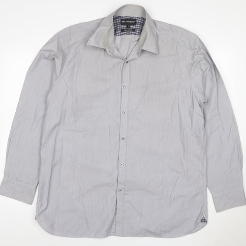 Marks and Spencer Autograph Men Grey 17in Pure Cotton Button-Up Shirt