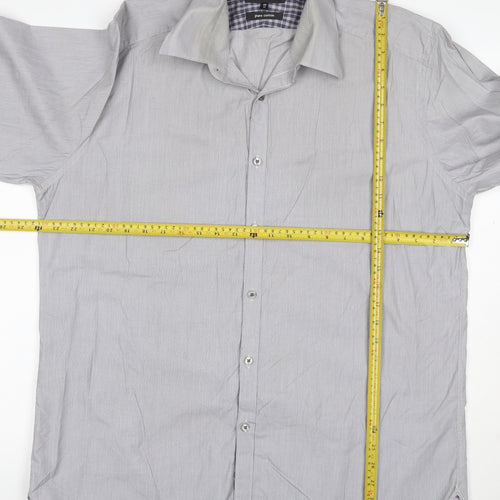 Marks and Spencer Autograph Men Grey 17in Pure Cotton Button-Up Shirt
