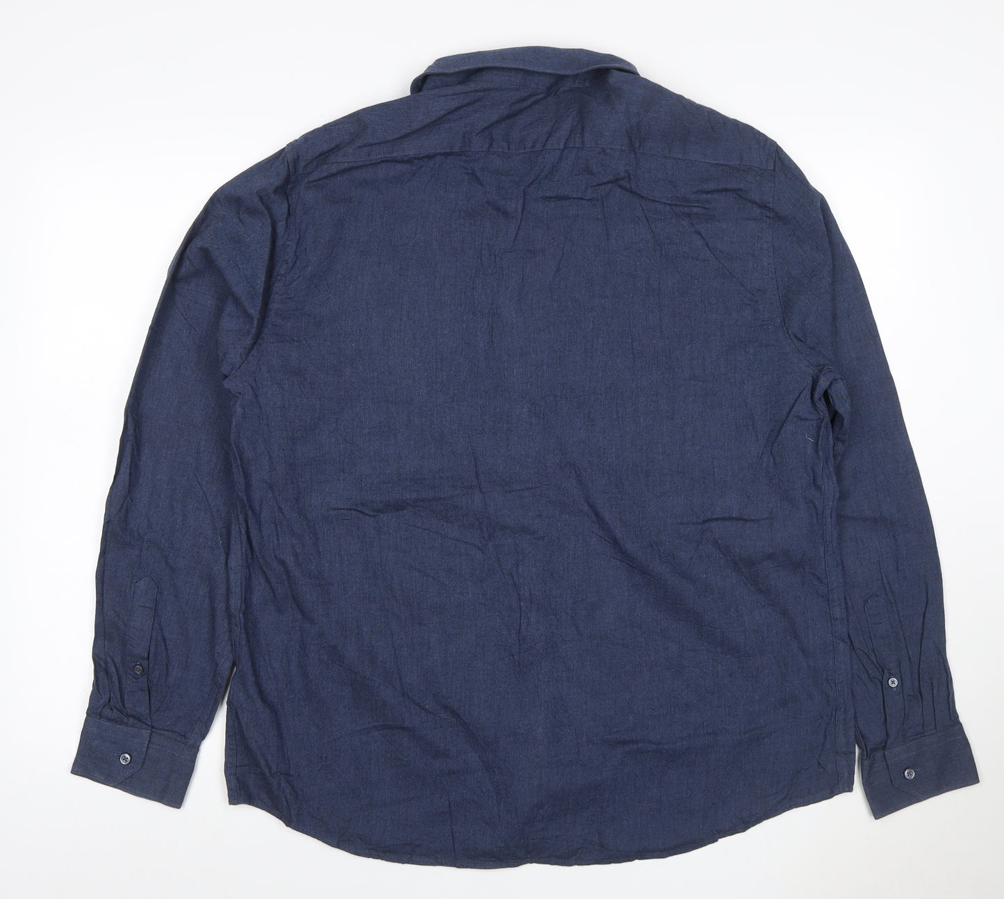 Marks and Spencer Men's Blue XL Regular Fit Long Sleeve Button-Up Shirt
