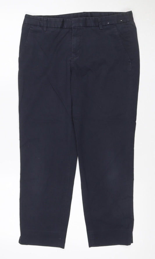 Uniqlo Women Black UK 12 Wide-Leg Tailored Work Trousers Pockets