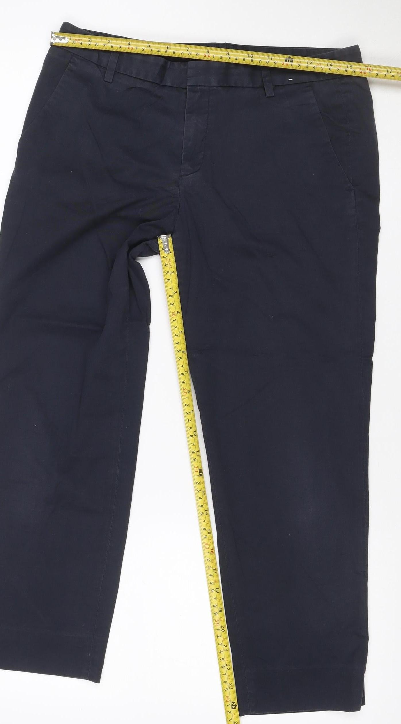 Uniqlo Women Black UK 12 Wide-Leg Tailored Work Trousers Pockets