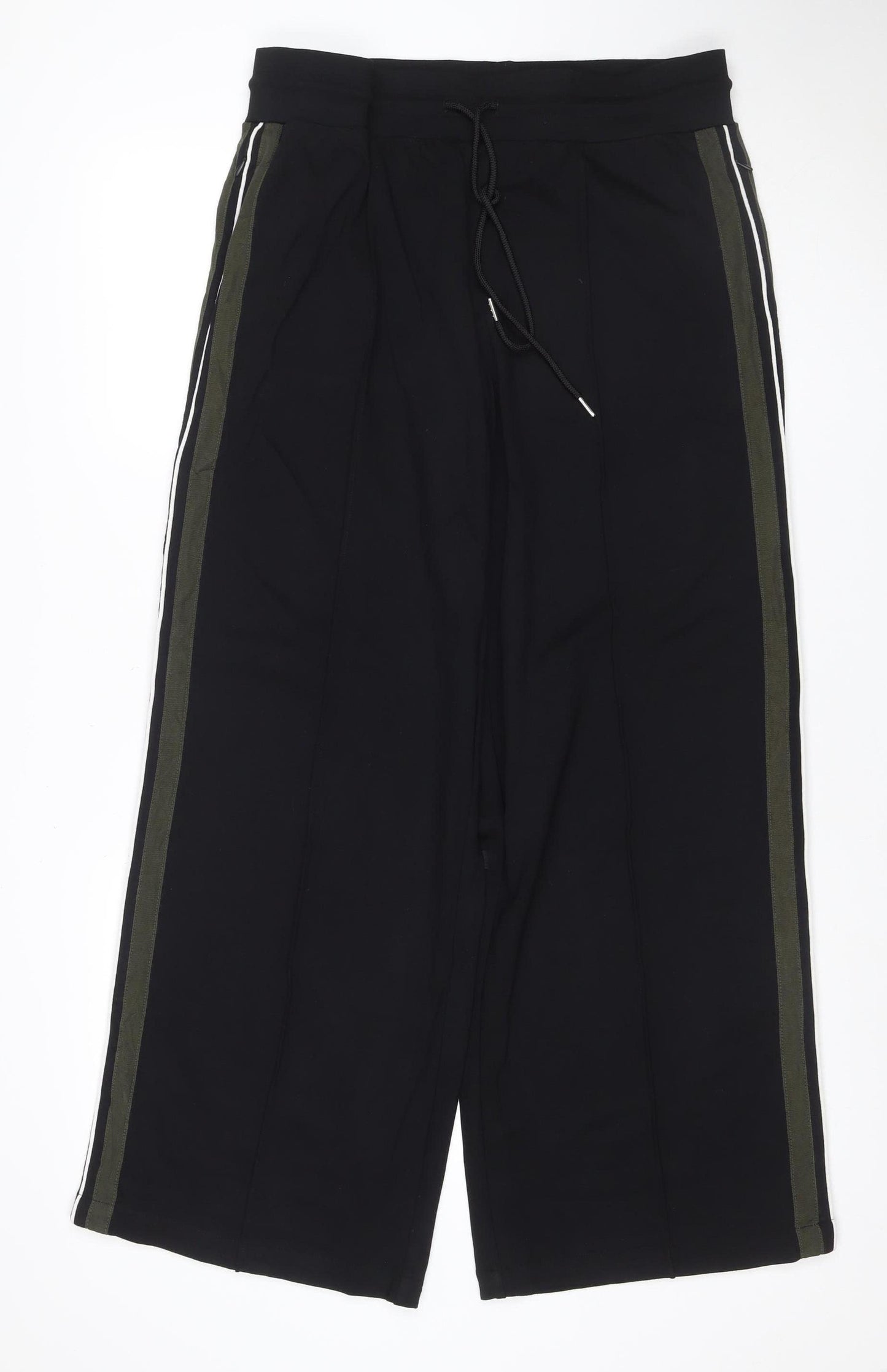 Marks & Spencer Women Black UK 14 Wide-Leg Drawstring Joggers