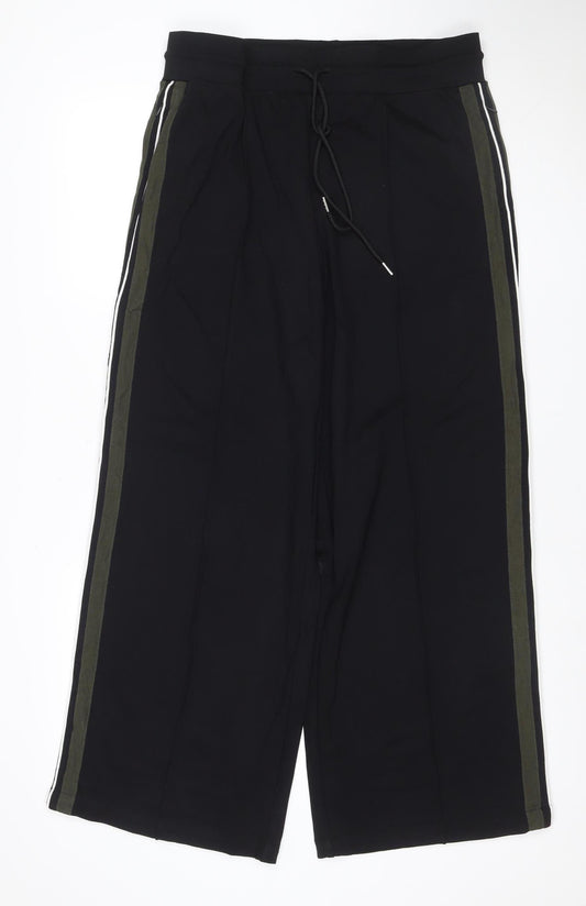 Marks & Spencer Women Black UK 14 Wide-Leg Drawstring Joggers