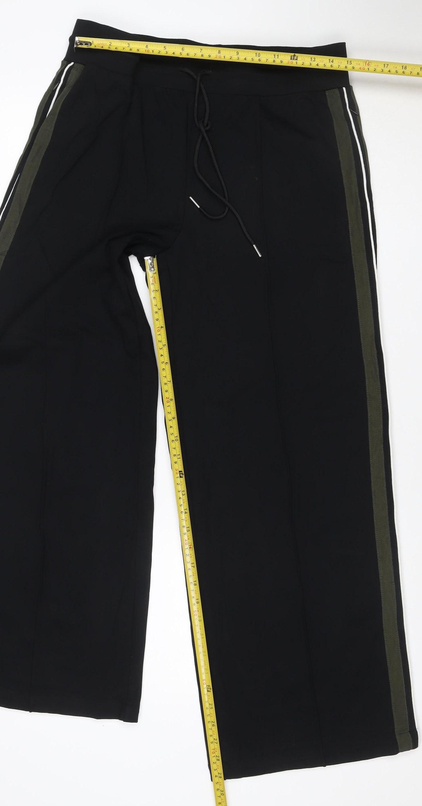 Marks & Spencer Women Black UK 14 Wide-Leg Drawstring Joggers