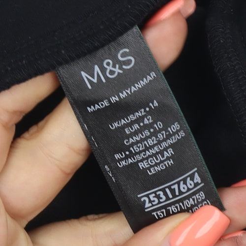 Marks & Spencer Women Black UK 14 Wide-Leg Drawstring Joggers