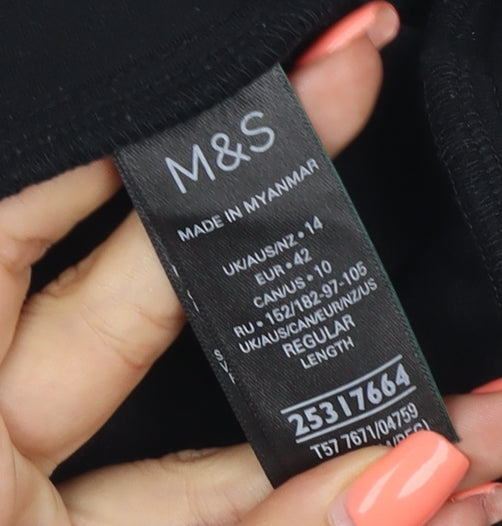 Marks & Spencer Women Black UK 14 Wide-Leg Drawstring Joggers