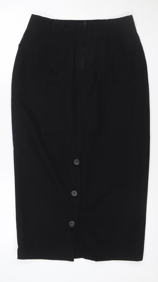 Susan Moffat Women Black UK 14 Corduroy Pencil Knee Skirt Vintage