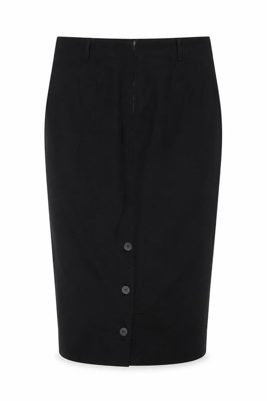 Susan Moffat Women Black UK 14 Corduroy Pencil Knee Skirt Vintage