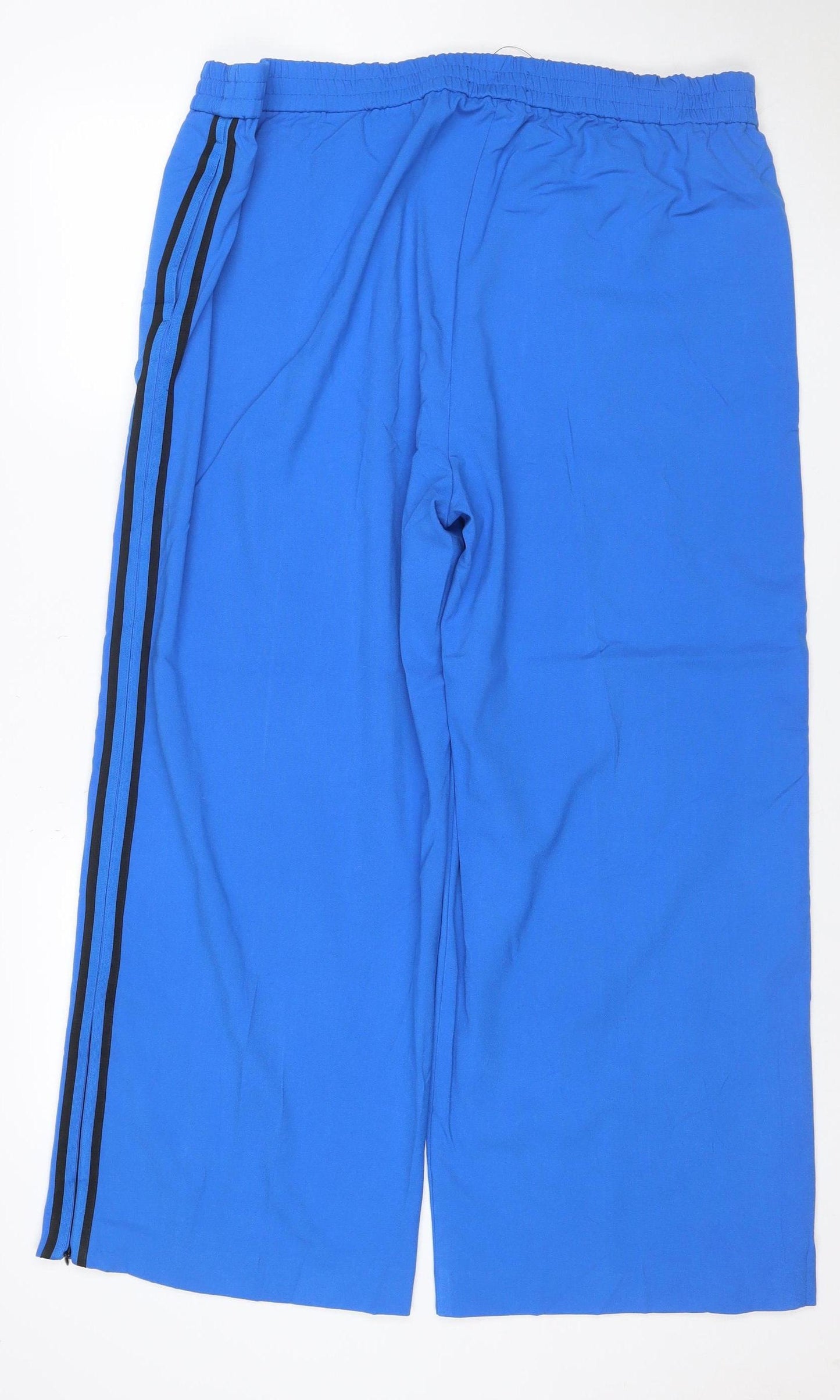 M&S Women’s Blue UK 20 Short Wide Leg Elastic Waist Trousers