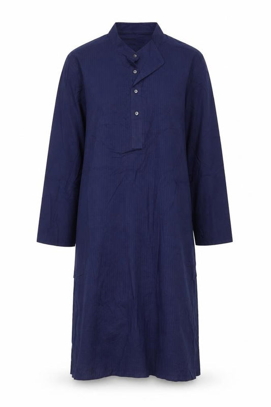 Front view of FatFace Women’s Blue, size UK 10, Cotton Collared Long Sleeve Shirt Dress