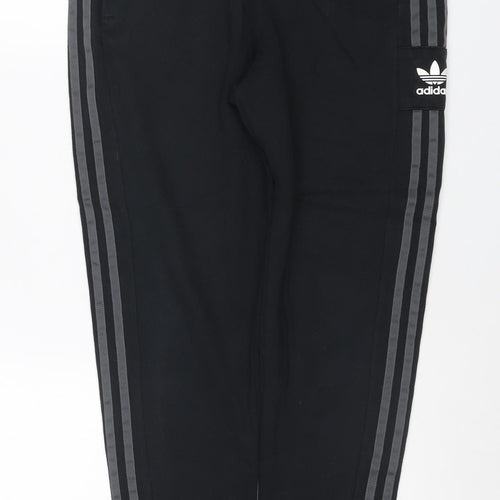 Adidas Teens Black L Jogger Track Pants 3 Stripe Cotton Blend