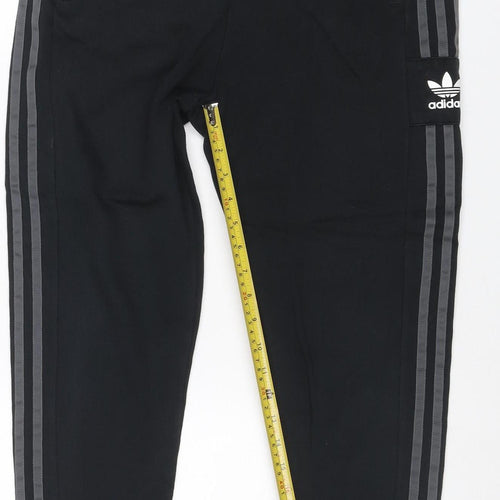 Adidas Teens Black L Jogger Track Pants 3 Stripe Cotton Blend