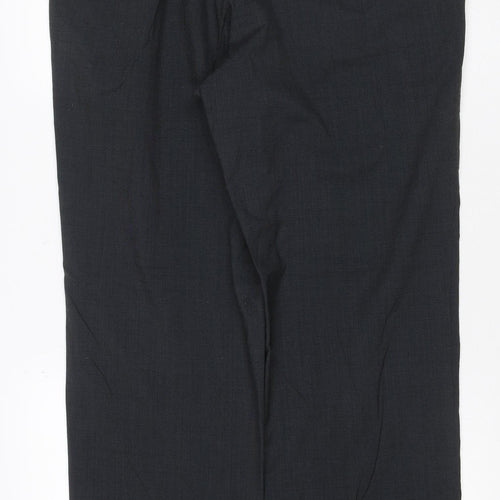 Marks and Spencer Men Black 36 Regular Fit Wool Blend Dress Trousers