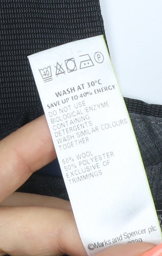Marks and Spencer Men Black 36 Regular Fit Wool Blend Dress Trousers
