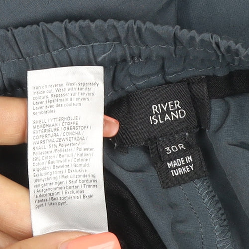 River Island Men’s Blue 30R Cargo Jogger Trousers Zip Pockets