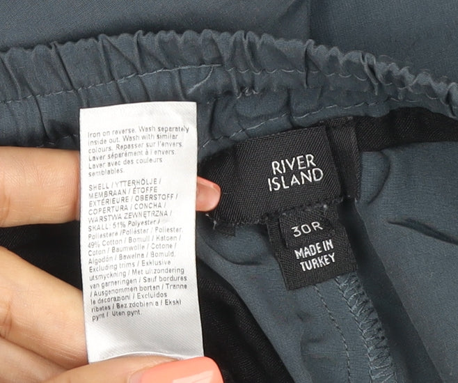 River Island Men’s Blue 30R Cargo Jogger Trousers Zip Pockets