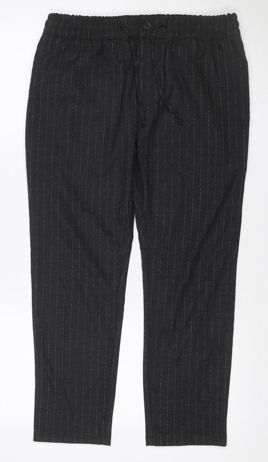 Topman Unisex Black Pinstripe Stretch Skinny Trousers W34 L30