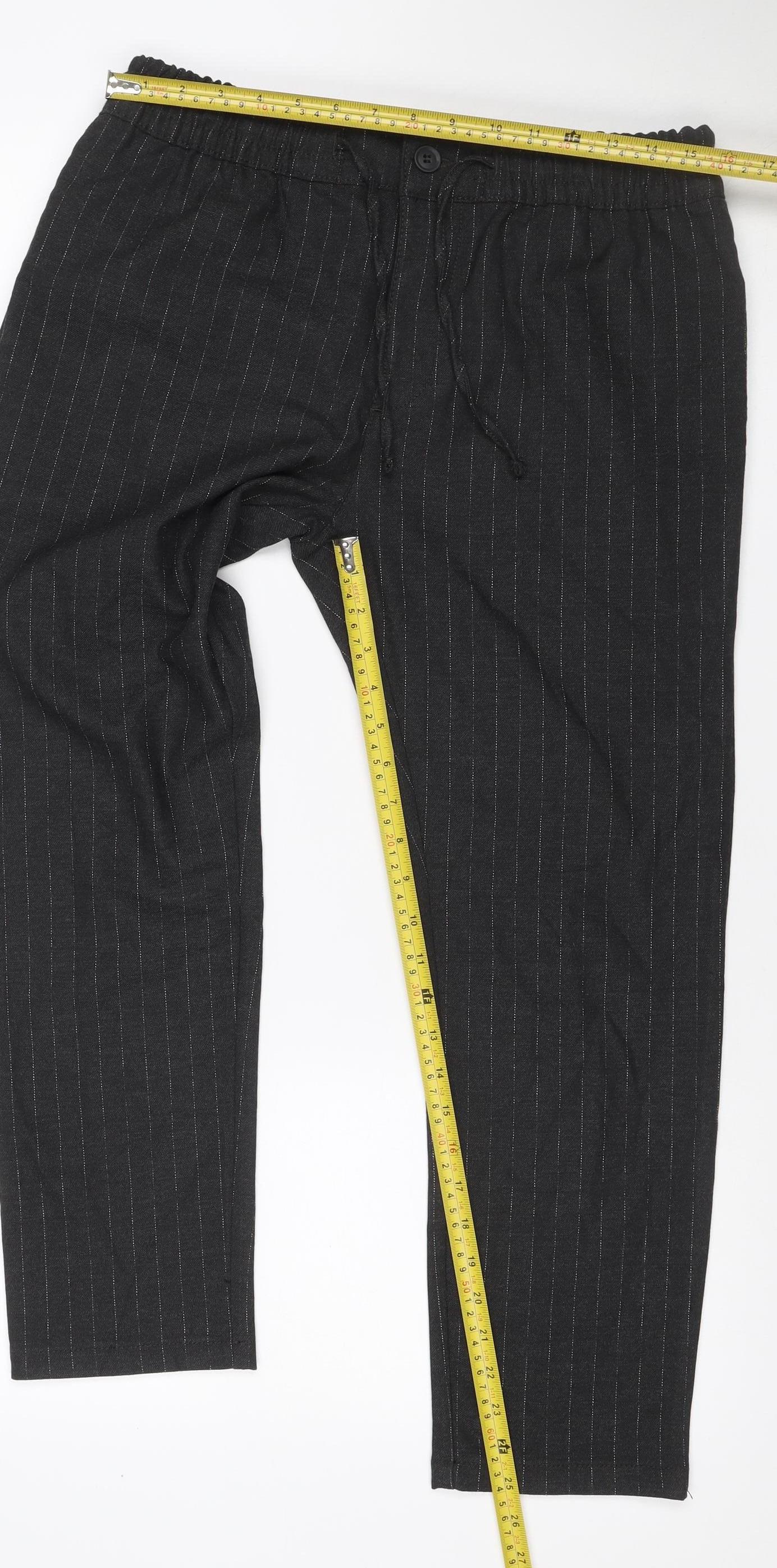 Topman Unisex Black Pinstripe Stretch Skinny Trousers W34 L30