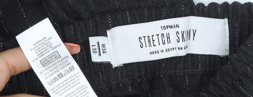 Topman Unisex Black Pinstripe Stretch Skinny Trousers W34 L30