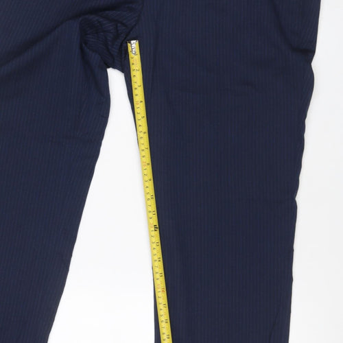 Marks and Spencer Men Blue Pinstripe Wool Dress Trousers 36in 31in