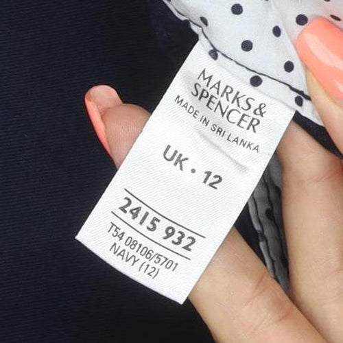 Marks and Spencer Women Navy UK 12 Cotton Stretch Cargo Trousers