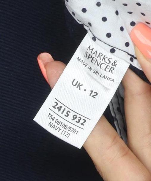 Marks and Spencer Women Navy UK 12 Cotton Stretch Cargo Trousers