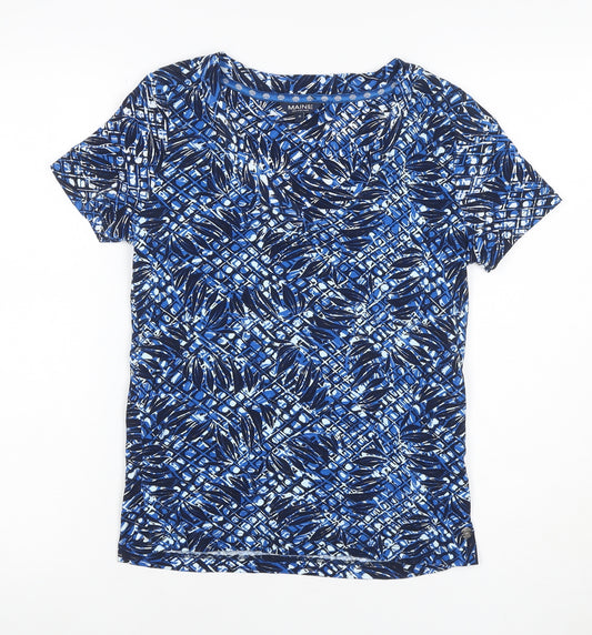 Maine New England Women’s Blue Leaf Print Cotton Jersey T-Shirt UK 10